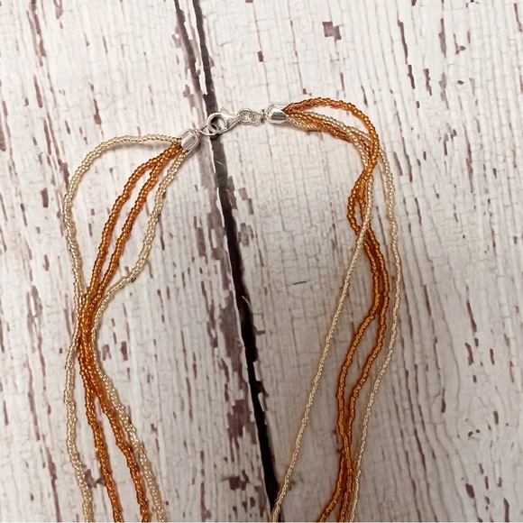 Beaded boho hippie gold color multi strand beads with pendant costume jewelry - Picture 4 of 4